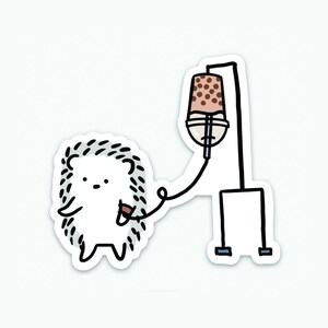 Sticker White Hedgehog Bubble Tea IV (mat)