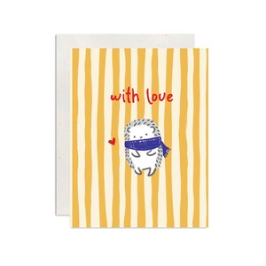 Cartão de Ouriço Listrado com Amor | Cartões de Amor e Amizade, Cartão de Saudações Fofo, Cartão Desenhado à Mão