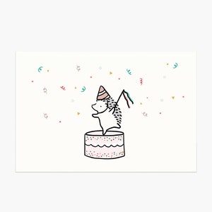 Hedgehog Happy Birthday Postcard