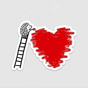 White Hedgehog Love Warrior Sticker (Matte)