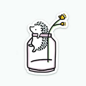 Witte sticker egel metselaarpot (mat)