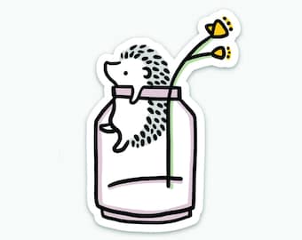 Pegatina de erizo blanco para tarro de cristal (mate)