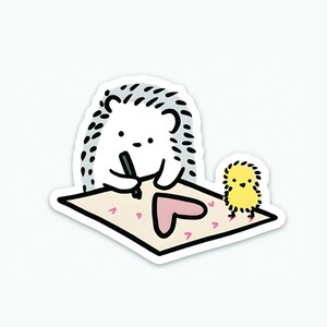White Hedgehog and Chickie Sticker (Matte)