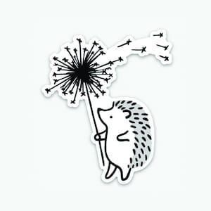 White Hedgehog Dandelion Sticker (Matte)