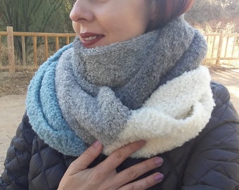 Alpaca wool scarf.  Hand-woven scarf.  Very soft and extra long shawl. Unisex scarf. Boucle yarn shawl. A perfect gift.