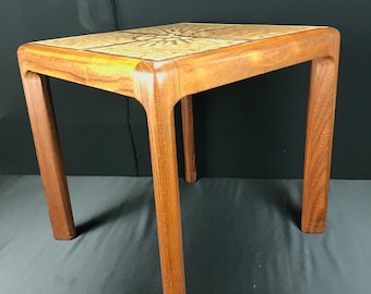 Vintage tile top coffee table with Danish styling in afromosia
