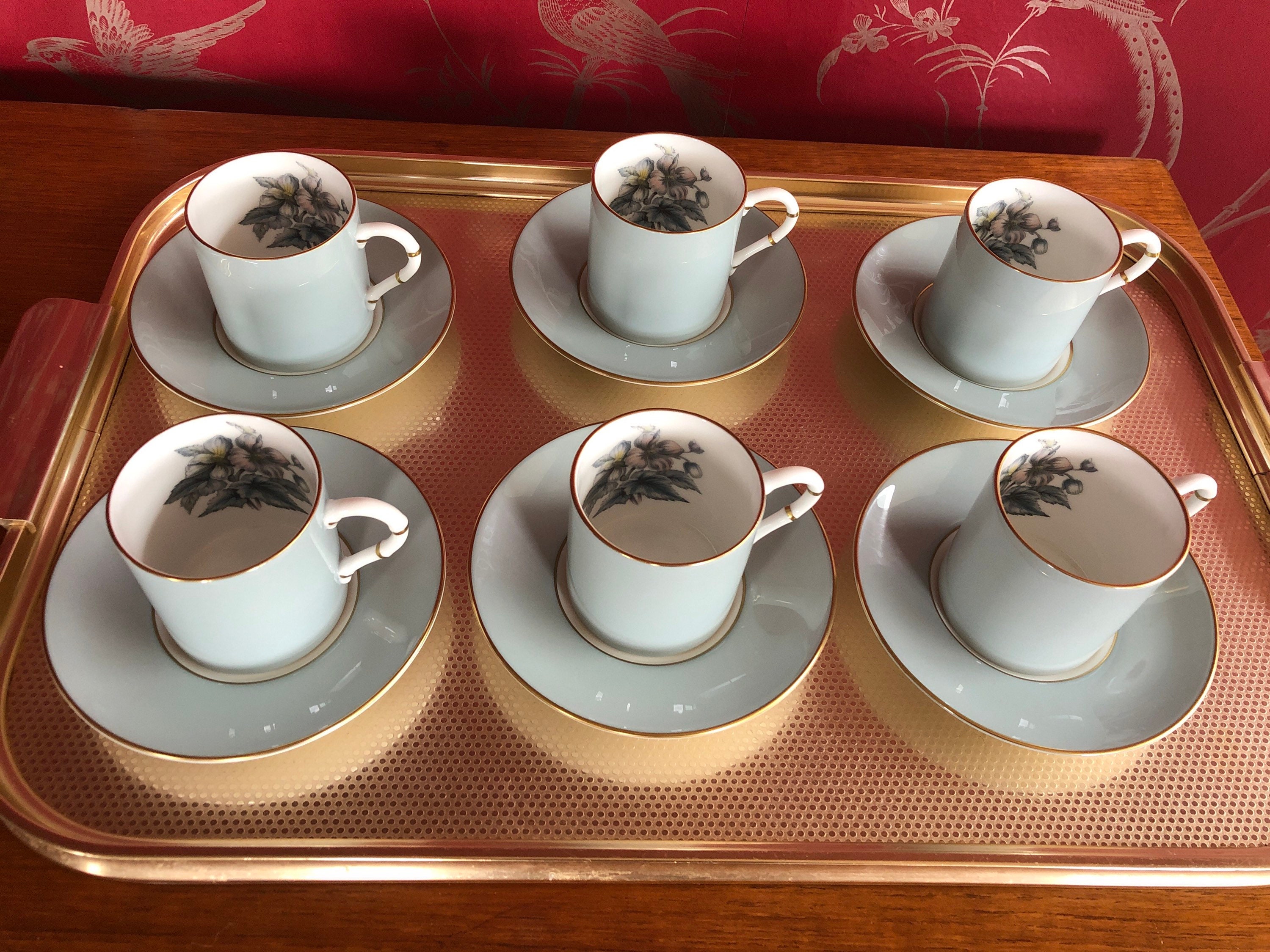 6 Coffee cups and saucers Royal Worcester woodland English Etsy