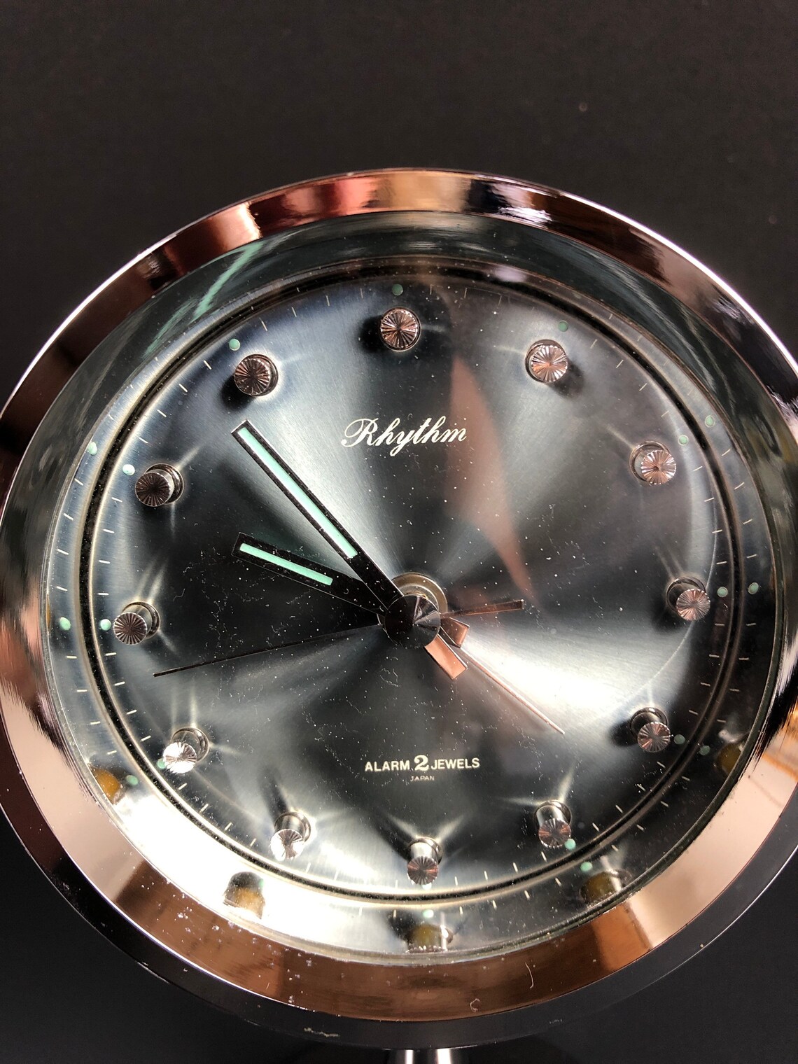 Vintage alarm clock by Rhythm 2 jewels. Etsy