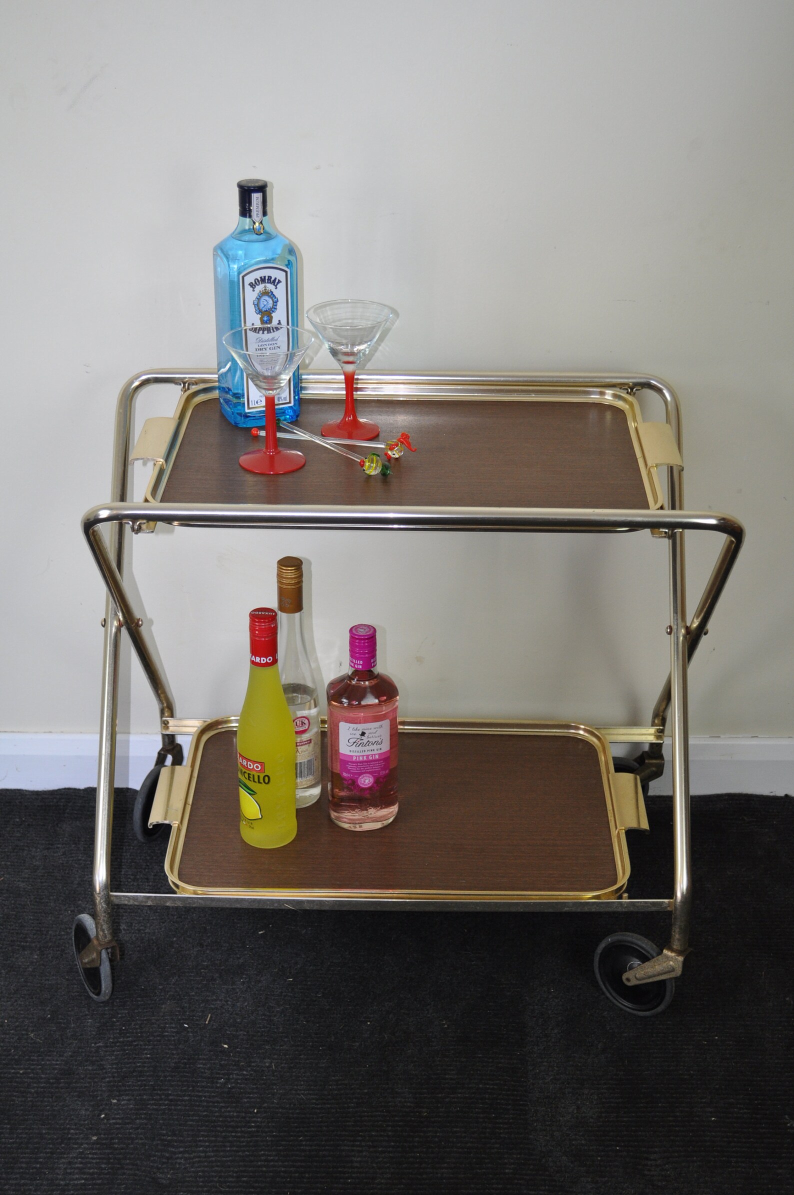 Drinks Trolley Bar Cart Serving Trolley Folding Mid Etsy UK
