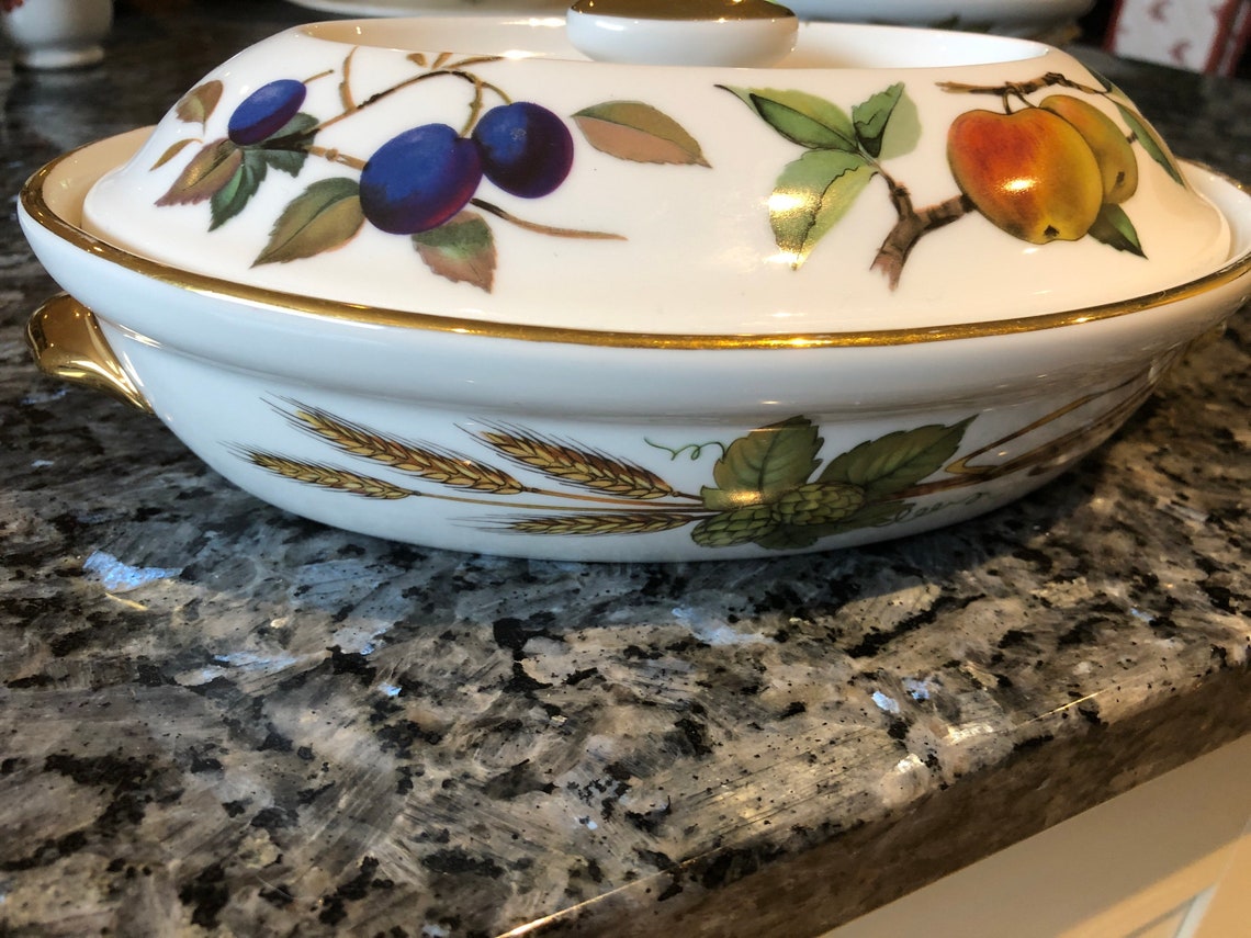 Royal Worcester Evesham Gold casserole serving dish oval Etsy