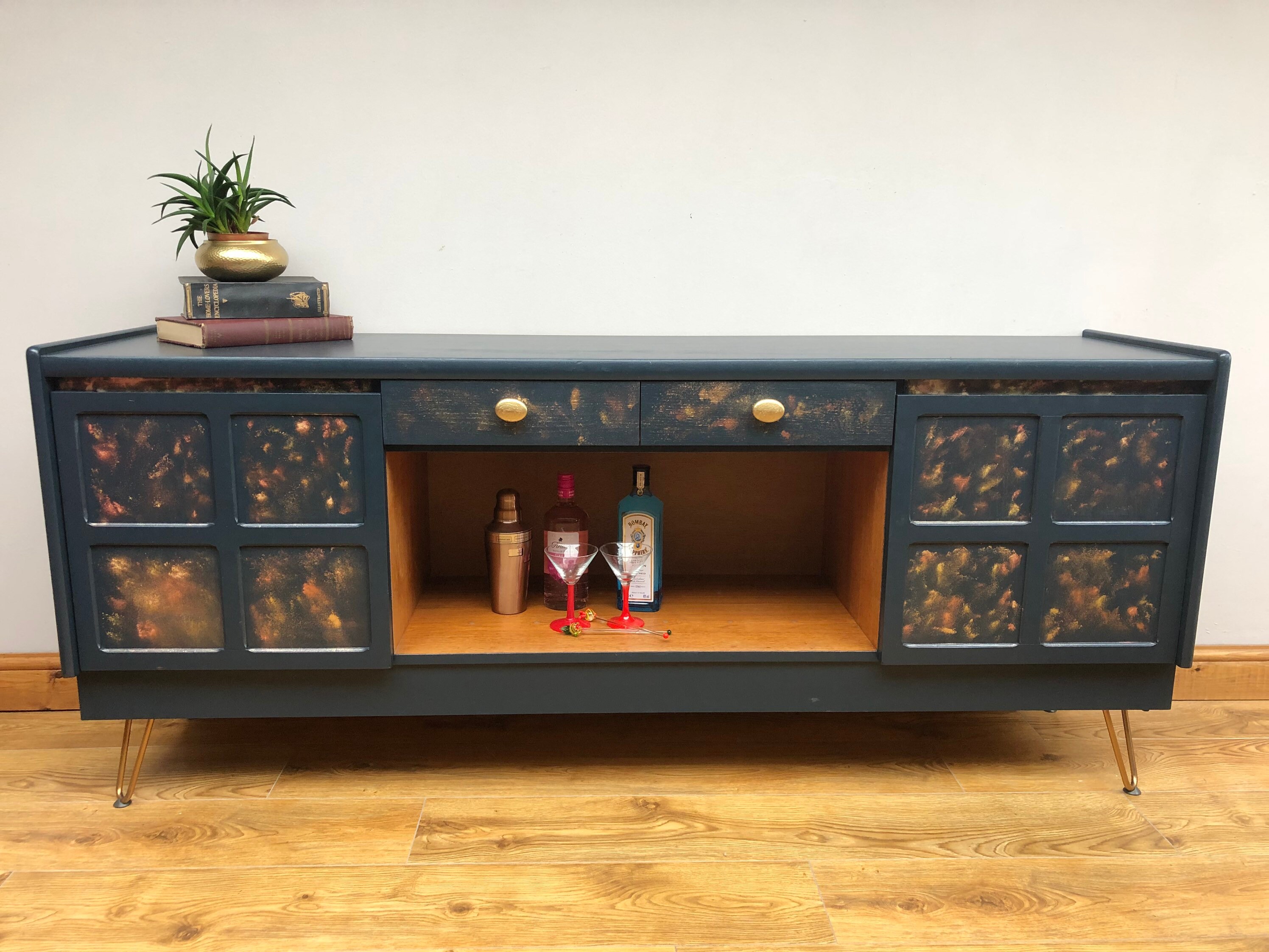 Nathan sideboard mid century with unique paint finish Etsy