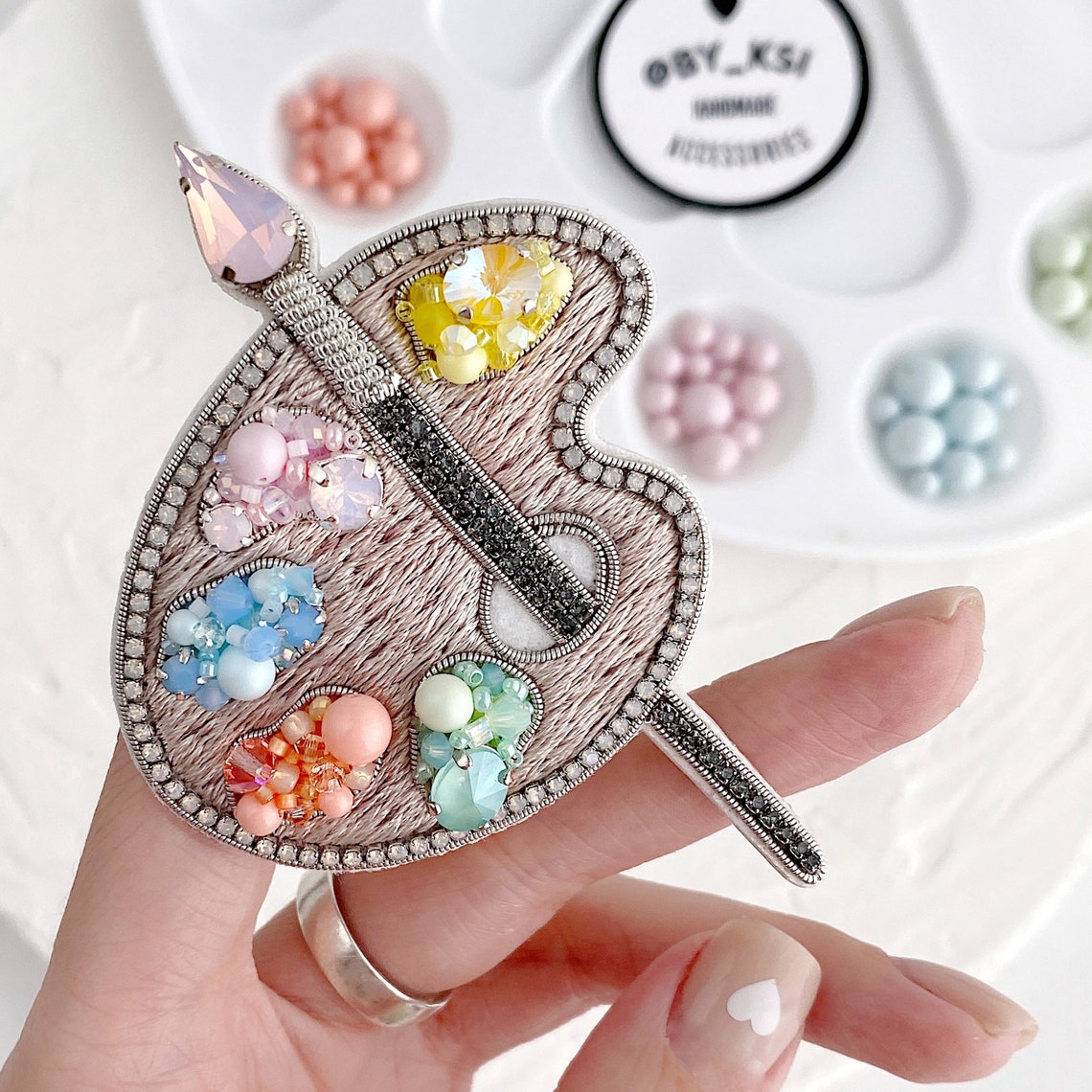 Beaded Brooch Paint Palette Artist Gifts for Women Etsy