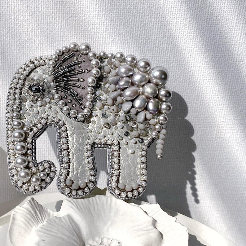 Elephant Beaded Brooch Pin Embroidered Brooches for Women Etsy