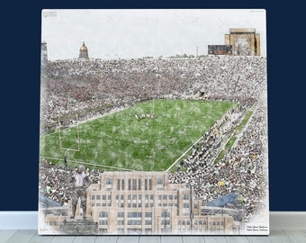 Notre Dame Fighting Irish Football Wall Art, Notre Dame Stadium Print or Canvas