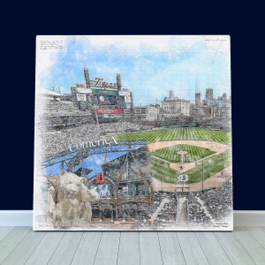 Comerica Park Wall Art • Detroit Tigers Stadium Print • Canvas Wrap or Fine Art Paper • Fan Cave Decor Gift