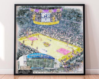 Arena Art Print: Los Angeles Lakers Basketball Canvas