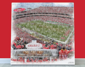 Kansas City Chiefs Football Wall Art, Arrowhead Stadium Print or Canvas