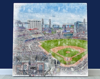 Atlanta Braves Baseball Wall Art, Truist Park Print or Canvas