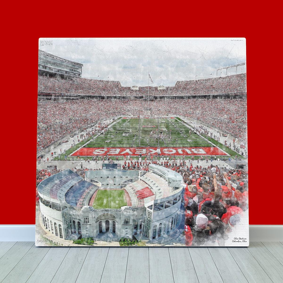 The Ohio State Buckeyes Wall Art, Ohio Stadium Art Print, Fan Gift