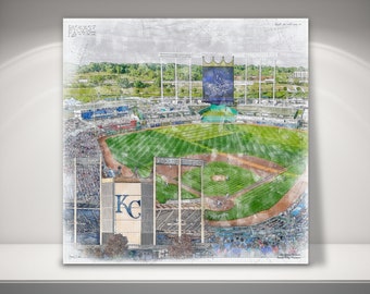 Kauffman Stadium  Canvas / Print, Kansas City Royals Baseball, Sports Art