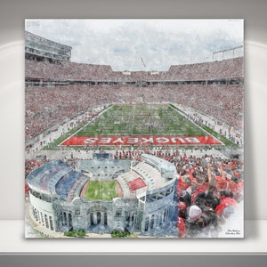 Ohio Stadium  Canvas / Print, Ohio State Buckeyes College Football, Sports Art