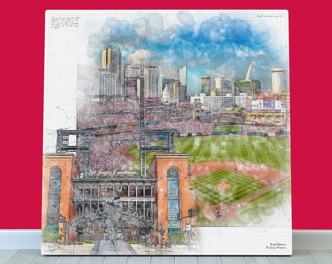 Busch Stadium  Canvas / Print, St. Louis Cardinals Baseball, Sports Art