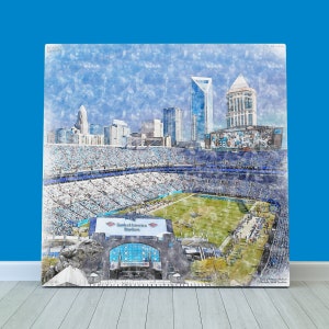 Bank of America Stadium Print / Canvas Wall Art, Artist Drawn Football Stadium, Carolina Panthers Football, Sports Art
