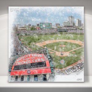 Wrigley Field  Canvas / Print, Chicago Cubs Baseball, Sports Art