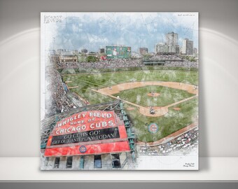 Wrigley Field  Canvas / Print, Chicago Cubs Baseball, Sports Art