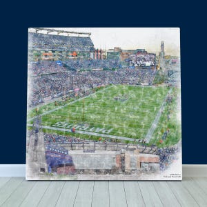 Gillette Stadium Print / Canvas Wall Art, New England Patriots Football, Sports Art