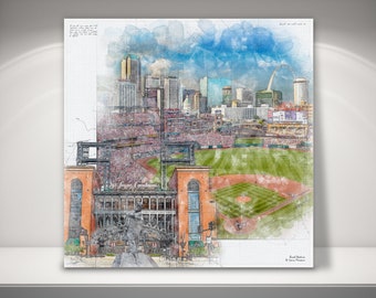 Busch Stadium  Canvas / Print, St. Louis Cardinals Baseball, Sports Art