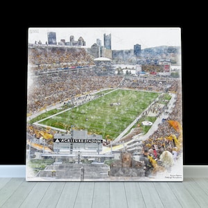 Acrisure Stadium Print / Canvas Wall Art, Artist Drawn Football Stadium, Pittsburgh Steelers Football