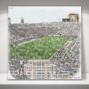 Notre Dame Stadium Canvas / Print, Artist Drawn College Football Stadium, Notre Dame Fighting Irish College Football, Sports Art