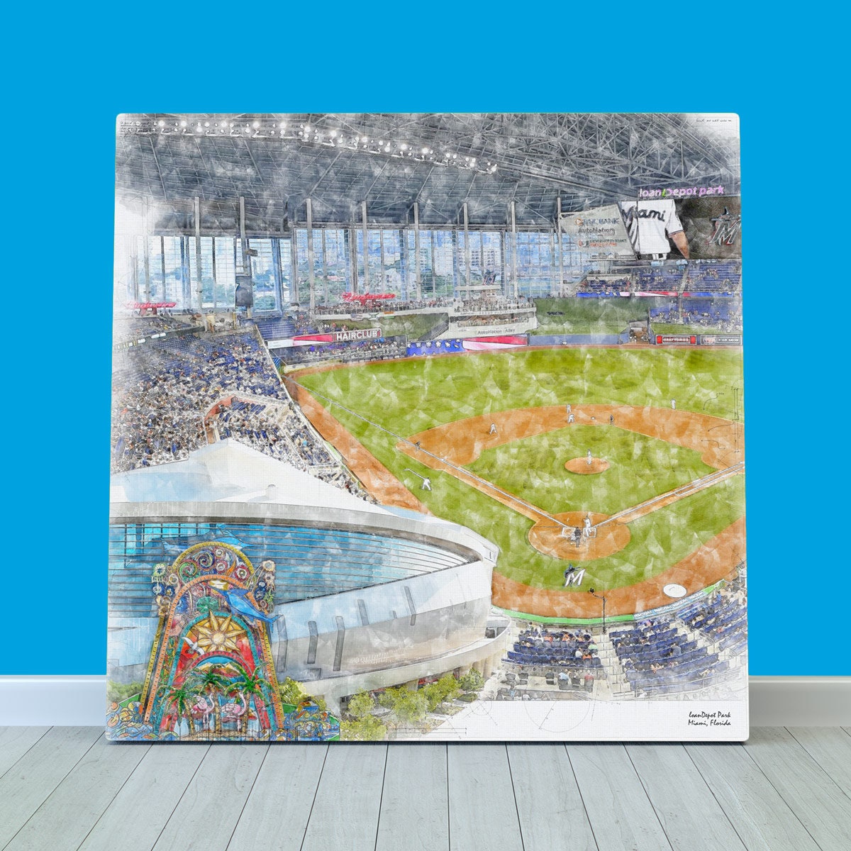 Loandepot Park Canvas / Print, Artist Drawn Baseball Stadium, Miami Marlins  Baseball, Sports Art - Etsy
