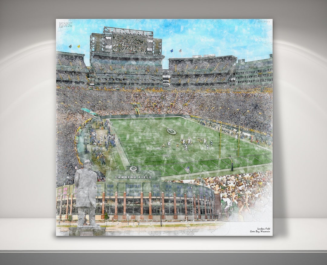Lambeau Field Canvas / Print, Green Bay Packers Football, Sports Art Etsy