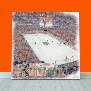 Honda Center Print / Canvas Wall Art, Artist Drawn Hockey Arena, Anaheim Ducks Hockey, Sports Art
