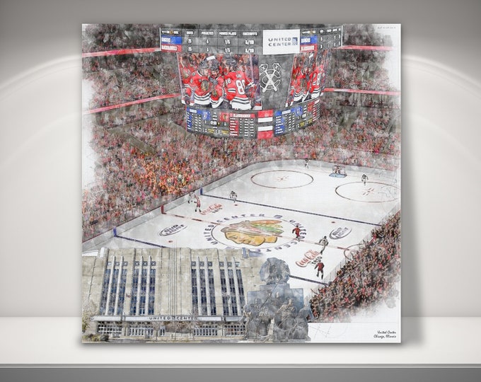 United Center  Canvas / Print, Chicago Blackhawks Hockey, Sports Art