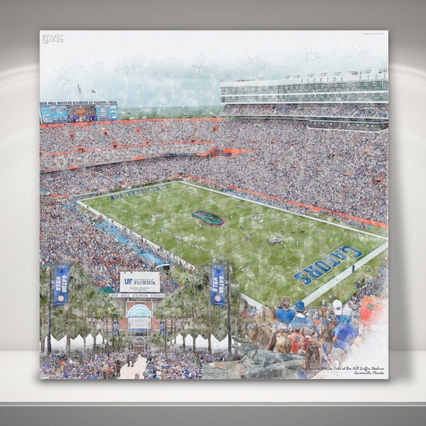 Florida Field at Ben Hill Griffin Stadium  Canvas / Print, Florida Gators College Football, Sports Art