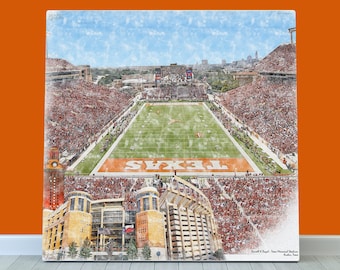 Texas Longhorns Stadium Art: Darrell K Royal Memorial Stadium