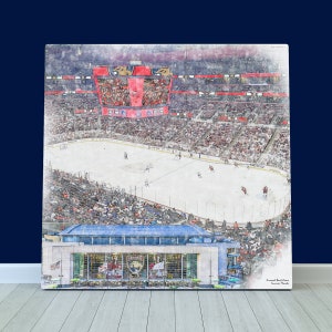 Amerant Bank Arena Print / Canvas Wall Art, Artist Drawn Hockey Arena, Florida Panthers Hockey