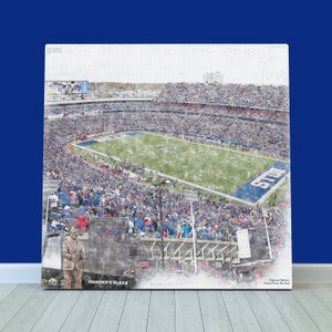 Highmark Stadium Print / Canvas Wall Art, Artist Drawn Football Stadium, Buffalo Bills Football
