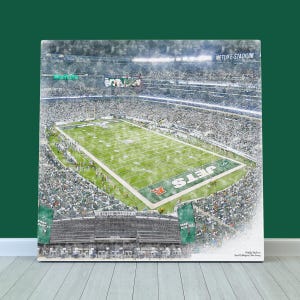 MetLife Stadium Football Stadium Print / Canvas Wall Art Sketch, New York Jets Football, Sports Art