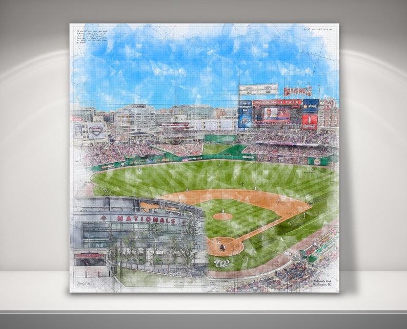 Nationals Park Canvas / Print, Washington Nationals Baseball, Sports Art image 1