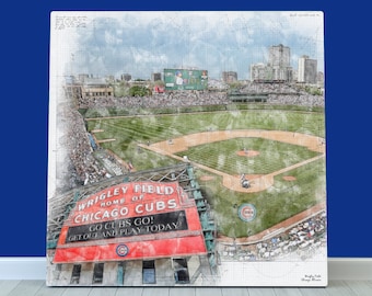 Wrigley Field  Canvas / Print, Chicago Cubs Baseball, Sports Art