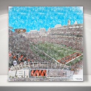 Paul Brown Stadium Canvas /  Print, Artist Drawn Football Stadium, Cincinnati Bengals Football, Sports Art