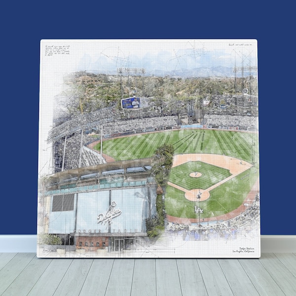 Los Angeles Dodgers Baseball Wall Art, Dodger Stadium Print or Canvas