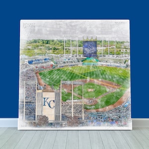 Kauffman Stadium  Canvas / Print, Kansas City Royals Baseball, Sports Art