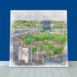 Kauffman Stadium  Canvas / Print, Kansas City Royals Baseball, Sports Art