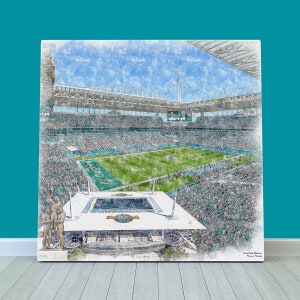 Miami Dolphins Football Wall Art, Hard Rock Stadium Print or Canvas