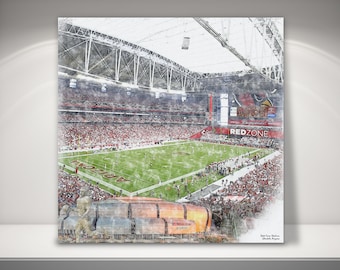 State Farm Stadium Canvas / Print, Artist Drawn Football Stadium, Arizona Cardinals Football, Sports Art